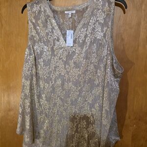 Maurices Gold and Cream Sleeveless Blouse